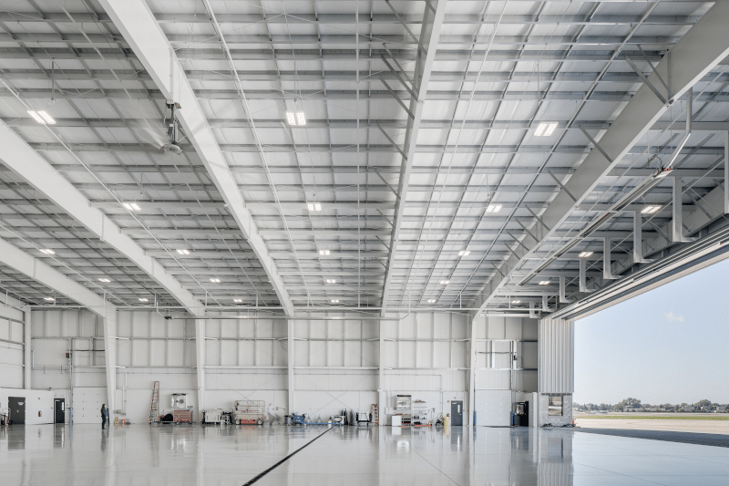 Image of empty tall hangar Butler building
