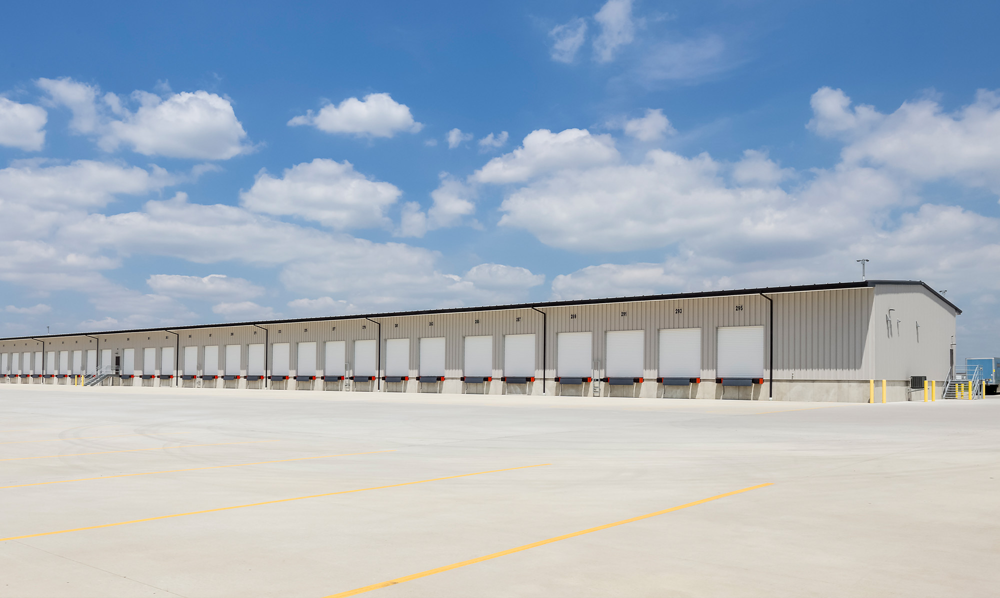 Large distribution center built with pre-engineered metal building components.