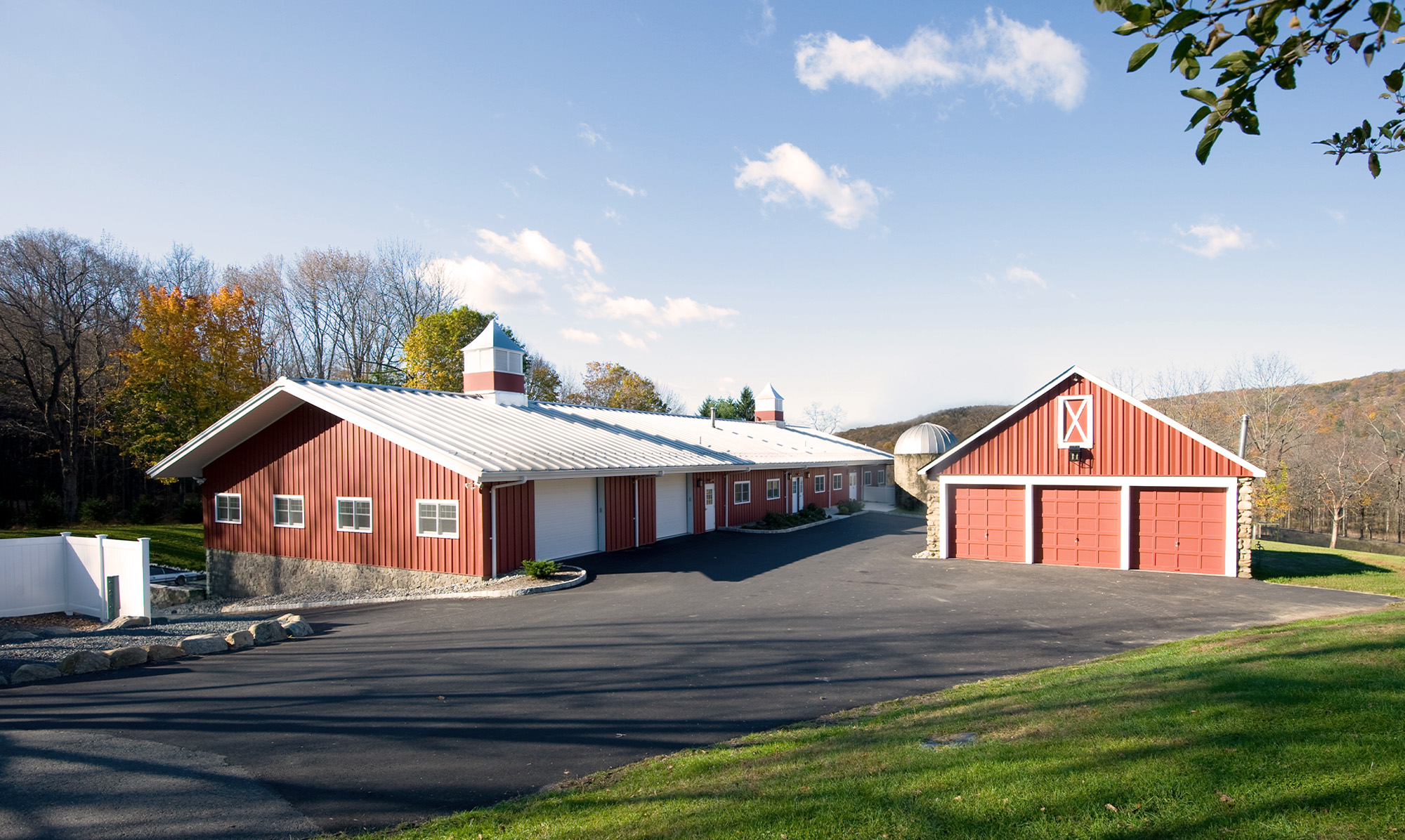 Agricultural buildings made out of pre-engineered metal components. 