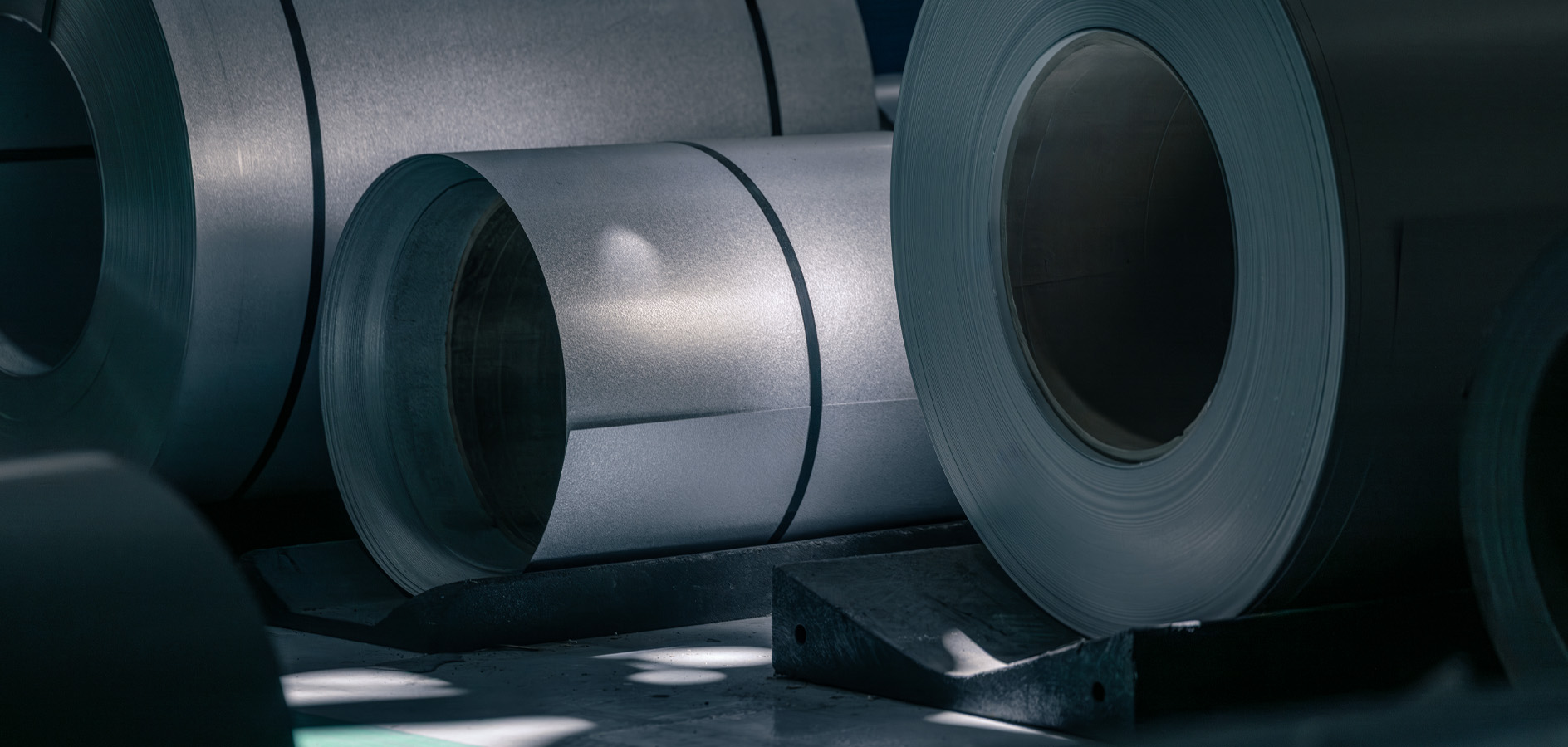 Steel coils in manufacturing facility
