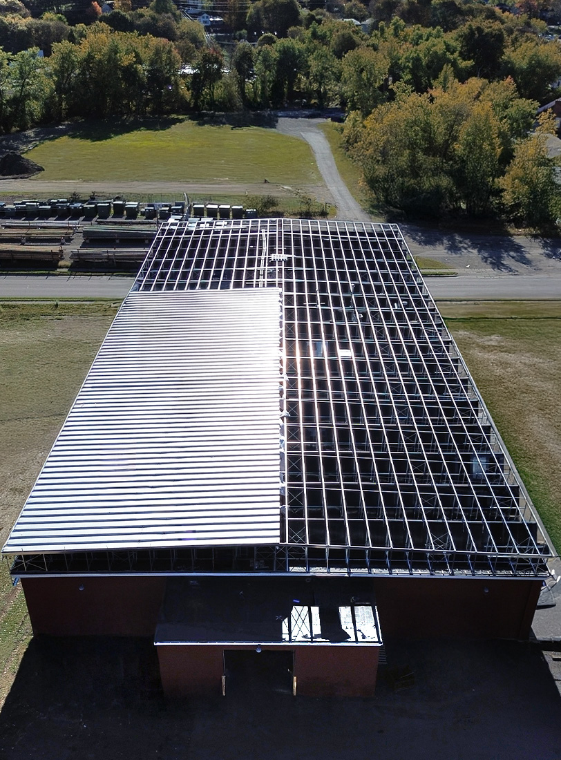 Aerial view of building under construction